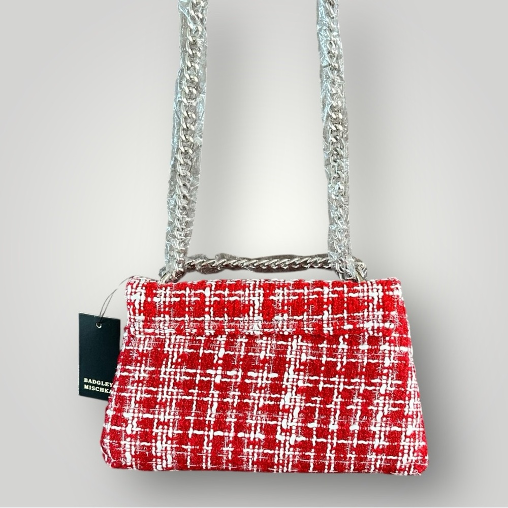 Badgley Mischka Red & White Tweed Crossbody NEW / NWT (Retail: $149) ✨ - Picture 9 of 17